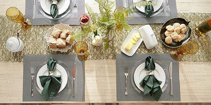 DII PVC Tabletop Collection Woven Indoor/Outdoor, Placemat Set, 13x17.25, Gray, 6 Piece