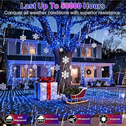 1500 LED 470FT Christmas String Lights Outdoor, 12 Pro Modes and Timer Memory & Brightness, Plug in Waterproof Dark Green Wire Twinkle Light for for Xmas Yard Tree Wedding Party Decor (Blue)