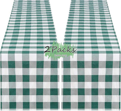 B-COOL Plaid Table Runners Checkered Fabric - St. Patrick's Day 2PCS Rectangle 13x108 Inch Festival Themed Buffalo Table Cloth for Indoor Outdoor Use Table Cover for Kitchen Home BBQs Parties