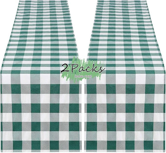 B-COOL Plaid Table Runners Checkered Fabric - St. Patrick's Day 2PCS Rectangle 13x108 Inch Festival Themed Buffalo Table Cloth for Indoor Outdoor Use Table Cover for Kitchen Home BBQs Parties