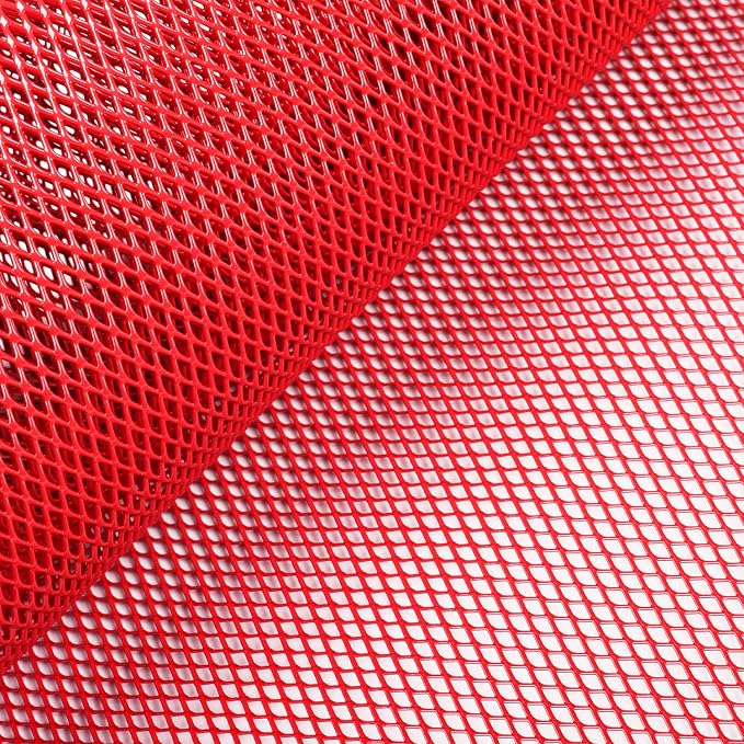 AggAuto Universal 40"x13" Car Grill Mesh 4x8mm Rhombic Hole Red | Aluminum Alloy Automotive Grille Insert Bumper, One of the Most Multifunctional Shape Grids 100x33cm