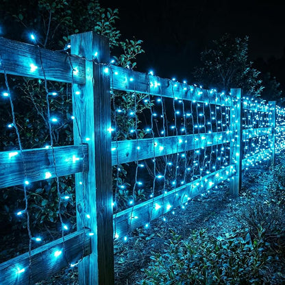 BrizLabs Teal Christmas Incandescent String Lights Outdoor 300 Count 69.6ft | Connectable; Green Wire; UL Certified; Waterproof Mini Xmas Tree lights for Indoor Outside Holiday Party Garden Patio Decor