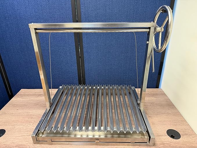 Santa Maria Grill Built in BBQ Cooking Grill -Argentine Barbecue V grate adjustable height- 30 inch by 24 inch base