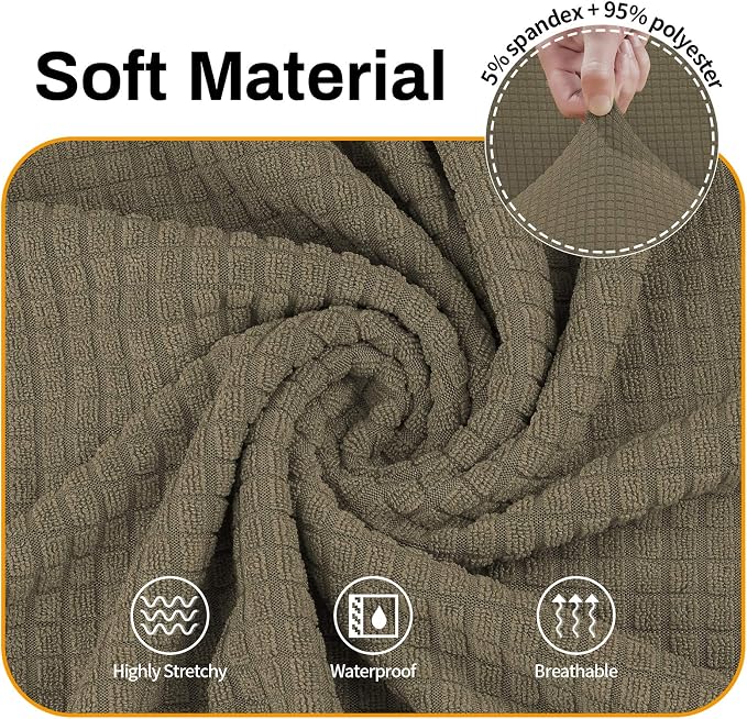 Asnomy Stretch Oversized Couch Covers for Sofa Slipcover,Khaki | 1-Piece Sofa Covers Washable(94"-110") 4-Seater Furniture Protector with Non Skid Foam and Elastic Bottom for Kids, Pets