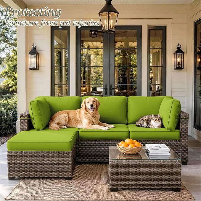 9 Pcs Outdoor Patio Cushions Covers Replacement Sets, Covers Only | 9 Pcs Patio Cushions Covers Replacement UV Resistant, Water Anti-Slip, Heavy-Duty Zippers for 5 Pcs Patio Furniture Set