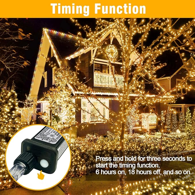 33FT Warm White String Lights – 100 LED Waterproof Fairy Lights on Clear Wire, Indoor Outdoor Christmas Wedding Patio Bedroom Party Decorations