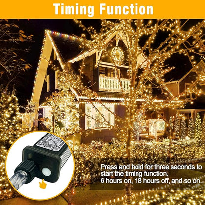 33FT Warm White String Lights – 100 LED Waterproof Fairy Lights on Clear Wire, Indoor Outdoor Christmas Wedding Patio Bedroom Party Decorations