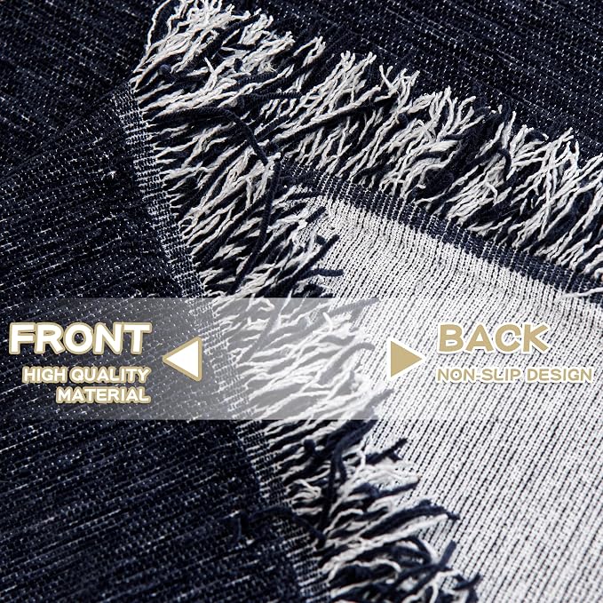 MYSKY HOME Couch Covers - Sectional Couch Covers for Pet Sofa, Non Slip Soft Couch Cover, Washable Furniture Protector with Tassel Sofa Throws, Living Room, 91"x118", Navy Blue