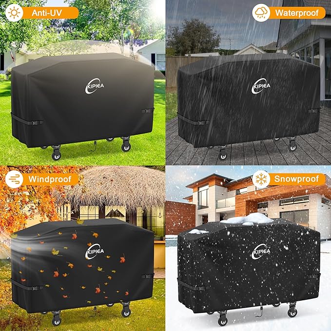 Kipiea Griddle Cover for Blackstone 28" Griddle with Hood, Heavy Duty Tear & Fade Resistant and Waterproof Flat Top Grill Cover for Blackstone 5483 with Buckles and Drawstrings