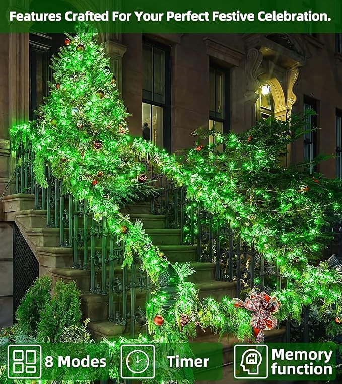QUHUATU 750 LED 246FT Christmas Lights Outdoor, Super Long Waterproof Christmas String Lights with 8 Modes, Christmastree Lights with Timer Memory for Fence Garden Xmas Wedding Party DecorGreen
