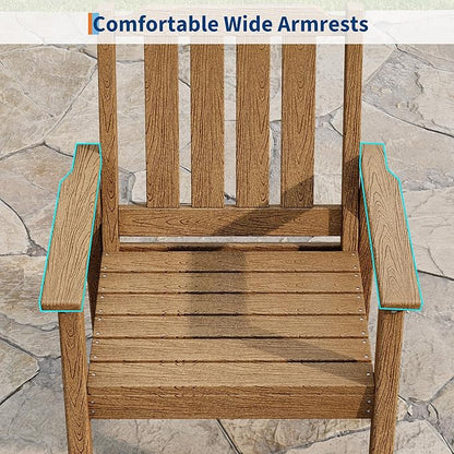 Garvee Outdoor Patio Dining Table Set for 6, 7 Piece Outdoor HDPE Dining Furniture Set with Umbrella Hole, Aluminum Frame, All-Weather Garden Table and 6 Chairs for Backyard Poolside, Natural