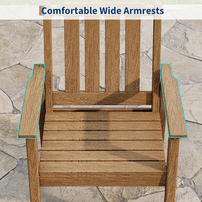 Garvee Outdoor Patio Dining Chairs Set of 2, HDPE Garden Dining Chairs | Sturdy Frame, Waterproof, All-Weather for Backyard, Poolside, Porch, Deck, Natural