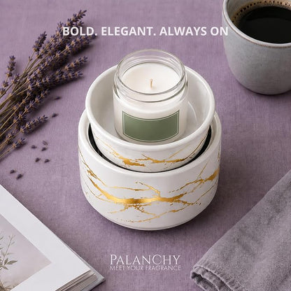 PALANCHY Electric Wax Melt Warmer for Scented Wax, Wax Warmer Set of 2 | Glazed Ceramic Wax Melter Black & White, 3-in-1 Candle Wax Melts Warmer Oil Burner for Aromatherapy. 4 x 4 x 3.5 ins, 17W