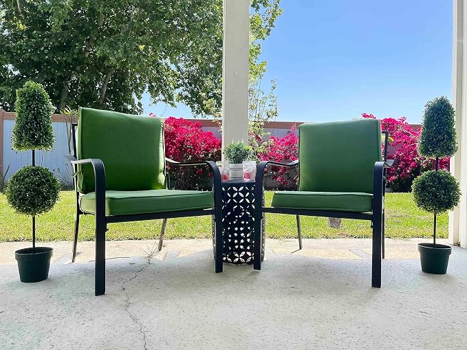 Admired by Nature 38" Artificial Ball-Shaped Topiary Tree - for Home Decor, Offices, Front Porches, Indoor & Outdoor Faux Trees with Green Pot - Set of 2, Green