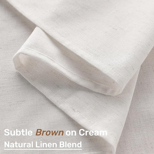 Cream Linen Rectangle Tablecloth Event Holiday Buffet Oblong Tablecloth Table Covers for 6 8 Foot Tables Washable Water Repellent Dining Table Cloth for 8-10 Seater 60x102 Inch