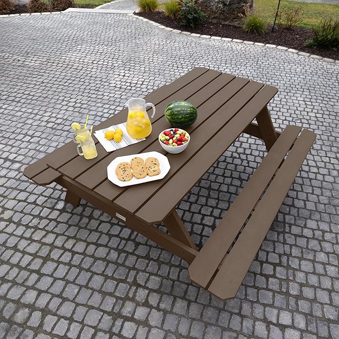 Highwood Hometown Picnic Table, 6 Foot, Weathered Acorn