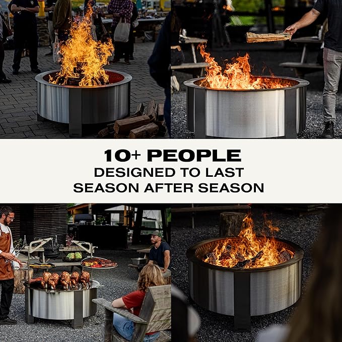 Breeo Smokeless Fire Pit (X Series 30, Stainless Steel) | 34.5 inch Smokeless Firepit for Outside | 94 Pounds | Ideal for Families Compatible with Wide Range of Breeo Accessories
