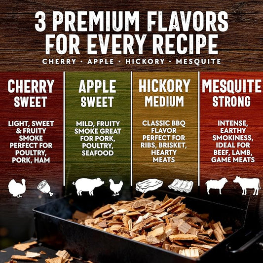 Mr Bar-B-Q Cherry Wood Smoker Chips, 100% All Natural Wood Chips for Smokers, Works with Smoker, Gas, Electric Grill, Sweet & Fruity Flavor for Smoking, Grilling, BBQ, Camping (1.8 lb Bag)