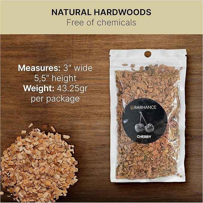 Cocktail Smoker Wood Chips by Barhance - Oak, Pecan, Cherry, Apple Wood Chips for Smoking Cocktail - Smoking Chips for Whiskey, Bourbon, Cocktails - Wood Chip for Smoker - Gift for Bartenders