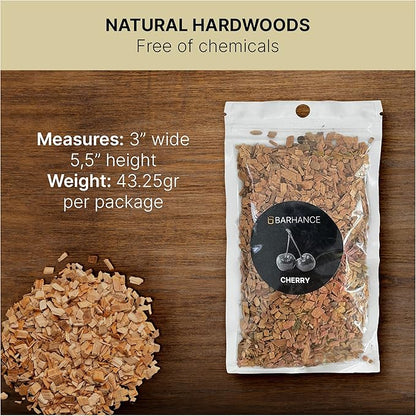 Cocktail Smoker Wood Chips by Barhance - Oak, Pecan, Cherry, Apple Wood Chips for Smoking Cocktail - Smoking Chips for Whiskey, Bourbon, Cocktails - Wood Chip for Smoker - Gift for Bartenders