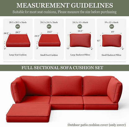 9 Pcs Outdoor Patio Cushions Covers Replacement Sets, Covers Only | 9 Pcs Patio Cushions Covers Replacement UV Resistant, Water Anti-Slip, Heavy-Duty Zippers for 5 Pcs Patio Furniture Set