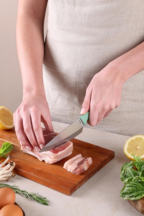 Zyliss Classic Utility Knife with Stainless Steel 15° Hollow-Ground Blade, Ergonomic Wheat Straw Handle, Finger Guard & Blade Cover, Dishwasher Safe Kitchen Knife