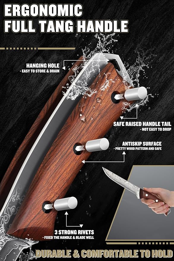 ROCOCO Boning Knife for Meat Cutting Deboning Slicing Trimming Fillet Knife Gift 5.3"
