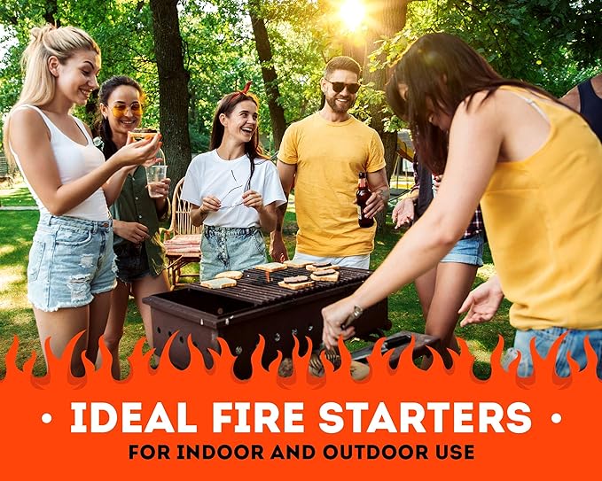 Fire Starters XXL 120 pcs - Firelighters for Indoor and Outdoor Use, Compatible with Solo Stove, Green Egg and Other firepits and BBQs - Box of 100% Waterproof Firestarters