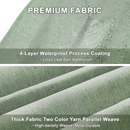 Faux Linen Farmhouse Table Cloth 60"x144" for 10 ft Rectangle Table, Sage Green Waterproof Outdoor Washable Cloth Tablecloth for Rectangular Dining Room Kitchen Outdoor Party Restaurant Table