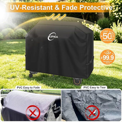 Kipiea Heavy Duty Grill Cover for Traeger Timberline 1300, 600D Oxford Fabric Wood Pellet Smoker Covers Waterproof & Windproof, Pellet BBQ Grill Cover for Outside Anti-UV, No Tear, No Fading