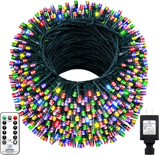 KNONEW 403FT 1000 LED Christmas Lights Outdoor String Lights 8 Modes & Timer Fairy Light Plug in Waterproof LED String Lights for Xmas Yard Tree Wedding Party Holiday Decorations (Multicolor)