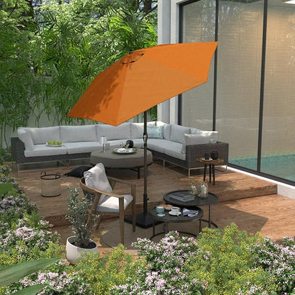 Sunline 7.5 ft Patio Umbrella with Crank & Push Button Tilt, Outdoor Market Umbrella with UV Protection & Wind Vent and Fiberglass Ribs, Metal Frame for Deck, Pool & Table, Tuscan