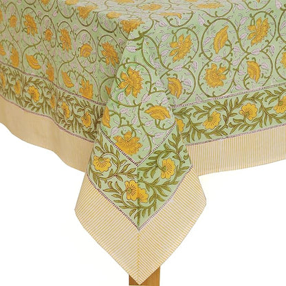 100% Cotton Hand Block Printed, Tablecloth for Kitchen, Dining, Table Cover for Parties, Chritmas, Weddings, Barbecues and Summer picnics Table Cloth