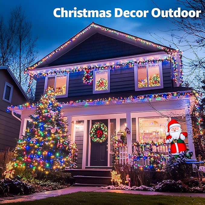 328FT 1000 LED Christmas Lights Outdoor Waterproof, Timer & Memory Function, 8 Modes Multicolor String Lights Plug in Twinkle Lights for Xmas Tree Holiday Garden Indoor Party Decor