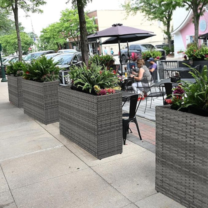 SUNNYPARK Large Rectangular Planter for Outdoor Rattan Block Box 38x11x30'' | All-Weather, Handmade PE Rattan, Removable Liner, Indoor Outdoor, Patio Porch Garden, Modern Design for Plants Flowers