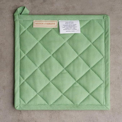 Maison d' Hermine Pot Holders 100% Cotton Heat Resistant Potholders 8" x 8" Hot Pads with Loop BBQ Cooking Baking Hotel Farmhouse Kitchen Handling Hot Pans Spring Summer(Pack of 1, Botanical Fresh)