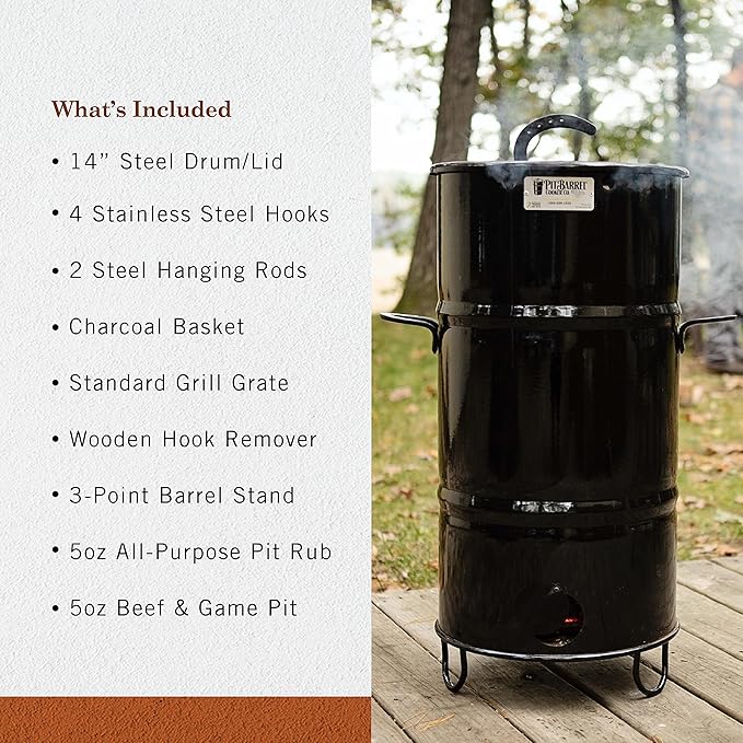 Pit Barrel Cooker 14 in. Pit Barrel Junior Charcoal Smoker Package Black PKG1001J