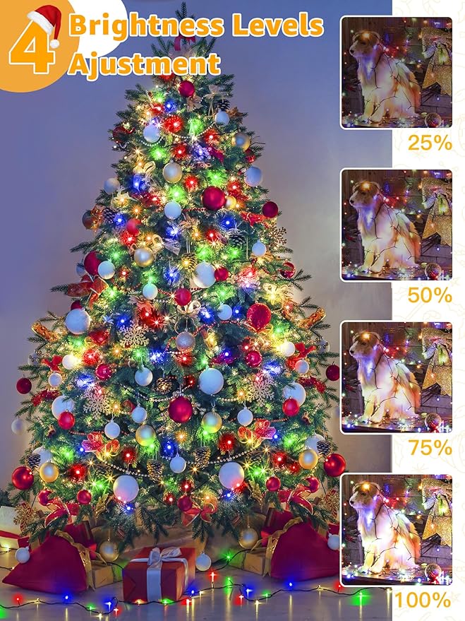 BrightChristmas 328 FT 1000 LED Christmas Lights, Waterproof Outdoor String Lights with Remote and Timer, Christmas Tree Lights with 8 Modes Dimmable, Fairy Lights for Holiday Decor (Multicolor)