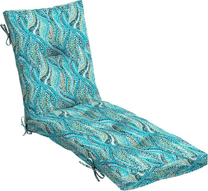 Arden Outdoor Tufted Chaise Cushion, 22x76, Teal Ariel | Plush Comfort, Modern Tuft, Lounge Cushion, Rain-Proof, Fade Resistant, Mold and Mildew Resistant