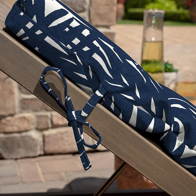 Arden earthFIBER Outdoor Chaise Cushion, 21 x 72, Rain-Proof, Fade Resistant, Cushion for Chaise Lounger Navy Blue King Palm