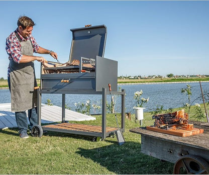 Nuke Delta02 Authentic Argentinian-Style Outdoor Cooking Charcoal Gaucho Santa Maria Grill, 40 Inch, Black