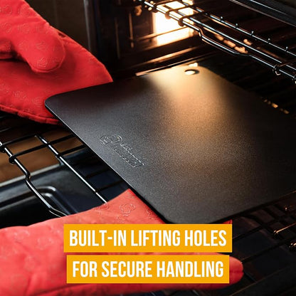 Chef Pomodoro Pizza Steel for Oven 14x12", 1/4" Thick, With Lifting Holes | Baking Steel For Oven, Grill, And Sourdough Bread Baking; Baking Stone For Oven Delivers Crispy, Restaurant-style Pizza Crust