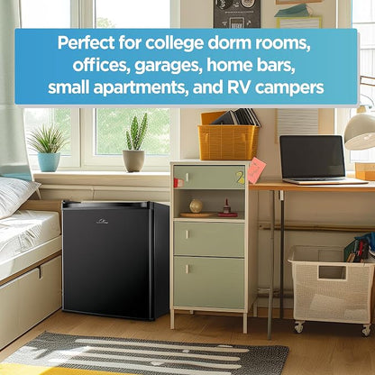 Commercial Cool 1.6 Cu. Ft. Compact Refrigerator, CCR16B, Black | Single Door Mini Fridge with Chiller Compartment, Personal Fridge for Home or Dorm Room, R600a Refrigerant