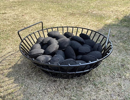 Charcoal Ash Basket for Large Big Green Egg Grill, Kamado Classic, Pit Boss, Louisiana Grills, Primo Kamado and Large Grill Dome, Heavy Duty Porcelain Steel