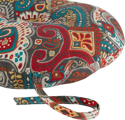 Greendale Home Fashions 15-inch Outdoor Round Bistro Seat Cushion, 2 Count (Pack of 1), Painted Desert