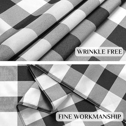 Softalker Gingham Checkered Tablecloth Rectangle - Outdoor Waterproof Buffalo Plaid Table Cloth, Stain Resistant Washable Table Cover for Picnic, Camping, Dining - Black and White, 54 x 108 Inch