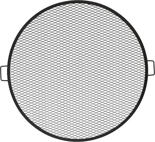 Sunnydaze X-Marks Outdoor Fire Pit Grill Grate for Cooking - Round Fire Pit Grate - Steel Campfire BBQ Grill with Handles - 40-Inch