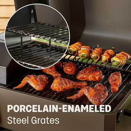 TYTUS Tabletop Pellet Smoker and Cover, 285 Sq. In Cooking Area between Main & Warming Rack, Digital Temp Dial, Electric Start with Porcelain Enameled Steel Grates