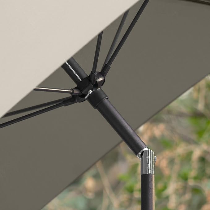 Sunline 7.5 ft Patio Umbrella with Crank & Push Button Tilt, Outdoor Market Umbrella with UV Protection & Wind Vent and Fiberglass Ribs, Metal Frame for Deck, Pool & Table, Taupe