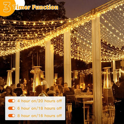 Guhope Christmas String Lights 1200LED 196FT, 8 Modes Dimmable Fairy Lights with Remote and Timer, Waterproof Warm Christmas Lights for Indoor Outdoor Bedroom Wedding Party Holiday Decor (Warm White)
